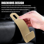 2PCS Car Seat Headrest Hooks, Purse Hook for Car, Automotive Headrest Handbags Holder, Auto Accessories Leather Seatback Organizer Hanger for Hanging Purses Bags Coats (Beige, 2PCS)