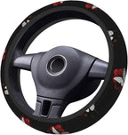 Elastic Butterfly Car Steering Wheel Cover Protector Upgrade Thicken,Red Flower Black,Anti Slip Stretchy Soft Car Interior Decor for Diverse Cars Truck SUV for Men Women Universal 15 Inch