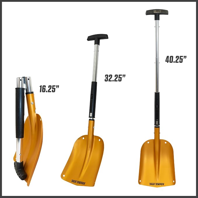 3-in-1 Emergency Shovel for Car or Truck, Foldable with Ice Scraper, Ice Brush, Compact Storage for Vehicle or Hiking, Use in Snow, Dirt, Ice, or Gravel