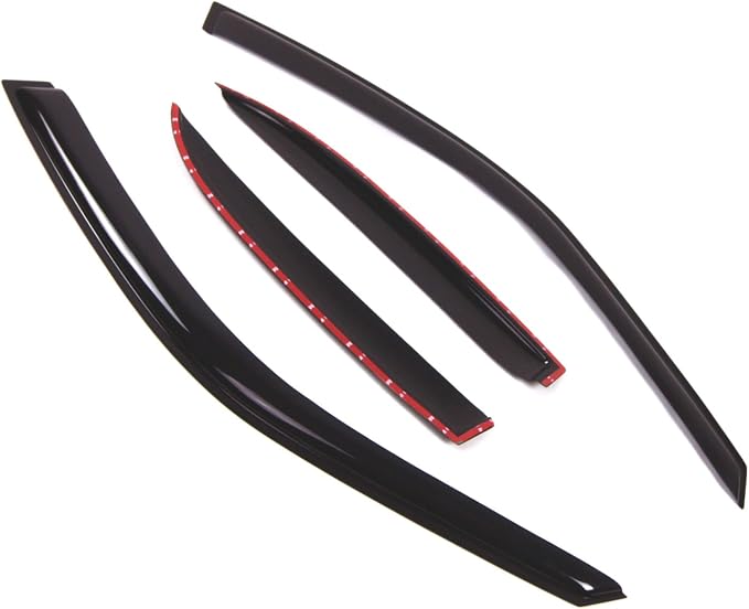 WD2-476 Dark Smoke 4 Pcs Set Window Visor (Outside Mount) Deflector Rain Guard Compatible with 1992-1996 Mitsubishi Mirage Sedan