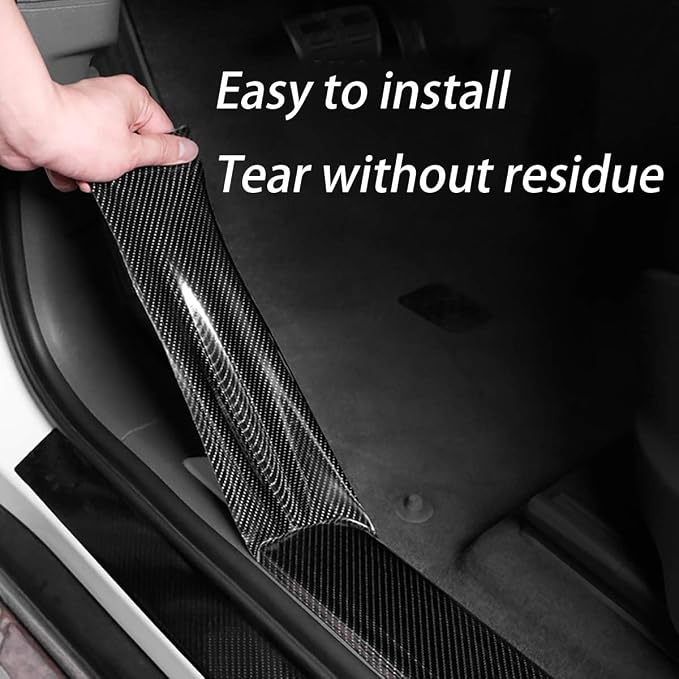 Car Door Edge Guards Door Sill Protector, 2.7In x 16.4Ft 5D Carbon Fiber Car Wrap Film, Vinyl Automotive Wrap Film Anti-Collision Fits for Most Car (Black)