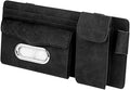 Car Sun Visor Organizer, Multi-compartment Storage Clip for Tissues ID Cards Sunglasses, Suede-like Premium Vehicle Visor Decorative Accessories, Universal for Most Vehicles (Black)