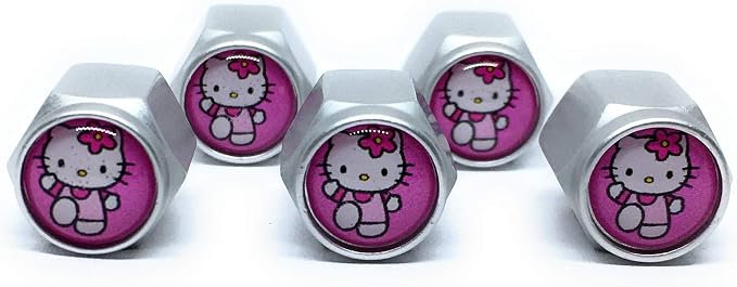 Hello Kitty Car Tire Air Valve Caps Auto Wheel Tyre Dust Stems Cover with Emblem Waterproof Dust-Proof Universal fit for Set/5 Pcs for Cars Luxury