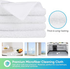 White Microfiber Cleaning Cloth, 12 Pack Premium Microfiber Towels for Cars, Lint Free, Scratch-Free, Highly Absorbent, Reusable Cleaning Rags for Car, Household, Kitchen, Window, 11.5"X11.5"
