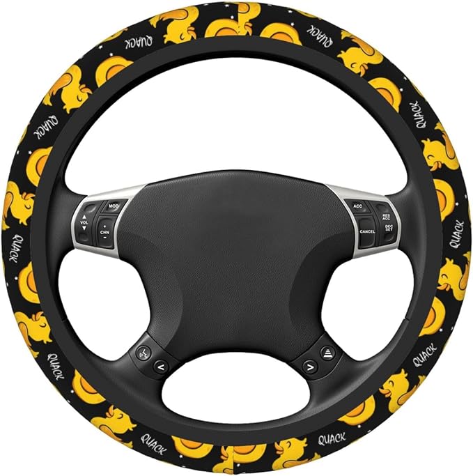 Cartoon Duck and Stars Steering Wheel Cover Non-Slip Auto Steering Wheel Protector Car Accessories Universal Fit 15 Inches for Men Women