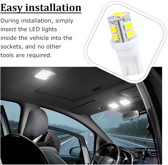 24PCS LED Interior Car Lights, T10 31mm 41mm Dome Bulb Kit, White | 194 168 2825 DE3175 578 sockets, alloy PCB, output for map trunk license tag, plug in, automotive accessories