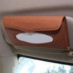 Car Tissue Holder - Sun Visor Napkin Holder, PU Leather Backseat Tissue Case for Truck (Brown)