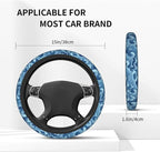 Waves Japan Blue Steering Wheel Cover Car Accessories Cute for Women Girls Girly Universal 15 Inch Neoprene Auto Interior Decor Anti Slip Car Truck Protector