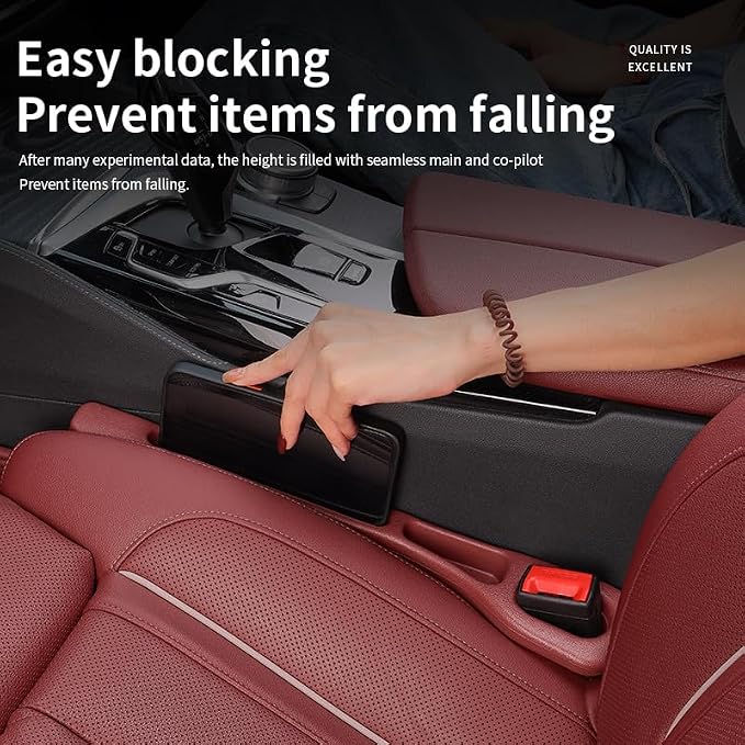 2PCS Car Seat Gap Filler Organizer with Phone Holder,[Upgrade Version] Car Seat Gap Organizer for Prevent Falling,Essential Car Accessories Car Side Seat Gap Filler (Claret)
