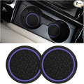 Mandark 2PCS Car Cup Holder Coasters, 2.75 Inch Non-Slip Insert Water Bottle Holder Pads, Dustproof Automotive Interior Accessories Mat, Universal for Vehicles, Trucks, RVs and More(Black/Purple)
