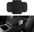 Car Center Console Cover, Upgraded Leather Car Armrest Cushion with 2 Storage Pockets, Universal Waterproof Cushion Pad, Non-Slip Car Interior Accessories, Fits Most Sedans SUVs Trucks (Black)