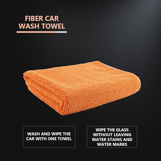Drying Towel, Microfiber Car Drying Towel, 1 Pack Highly Absorbent, Scratch Free Large Car Wash Drying Towel for Car Washing, Drying & Auto Detailing, 23.8 x 30.9 inch, Orange-MT032