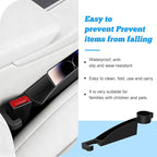 Car Seat Gap Filler, 2PCS Anti-Drop Multifunctional Vehicle Seat Side Gap Plug with Storage Slot, Automotive Blocker Seam Filler Console Organizer, Universal for SUV RV Truck (Black)