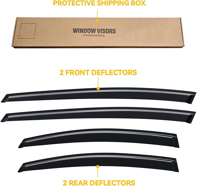 Rain Guards for Toyota Prius 2023-2026 & Prius Prime 2023-2026, Out-Channel Window Visor Shields Vent Deflector Shade Wind Dark Smoke 23 24 25, Tape-On Outside-Mount, 4PCS
