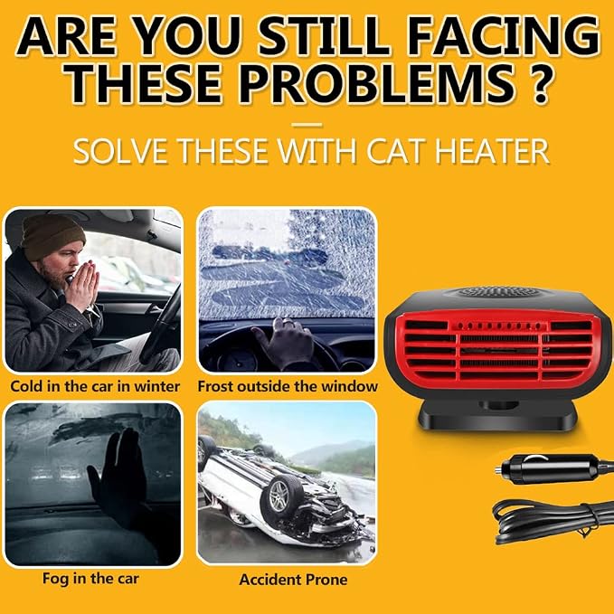 Car Heater - 2024 new upgrade 12V 150W Fast Heating Car Defroster,2-in-1 Automobile Cigarette Lighter Heater & Cooling Fan for All Cars