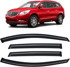 Window Visor for 2008-2017 Buick Enclave, Rain Guards Shields Vent Deflector Shade Wind Ventvisor Dark Smoke 2009 2010 2011 2012 2013 2014 2015 2016, Tape-On, 4PCS