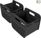 Trunk Organizer for Car - Collapsible Split Trunk Storage with Reinforced Handles, SUV Trunk Organizers for Grocery Cargo(Black, 2Pack)