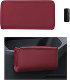 Car Trash Can, Foldable Leather Hanging Trash Bag, Multi-Function Mini Storage Box Garbage Can for Car, Wine Red
