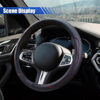 15Inch Leather Car Steering Wheel Cover for SUV, Truck, Black&Red | Anti-Slip Breathable Automotive Steering Wheel Protector, Universal Heat Resistant Vehicle Interior Accessories