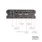 DI550.4 Full-Range Class-D 4-Channel Car Audio Amplifier, 1,040 Watts Max Power, 2-4 Ohm Stable, Mosfet Power Supply, Bridgeable