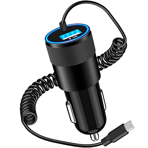 [Apple MFi Certified] iPhone 17 Car Charger Fast Charging, 4.8A USB Power Cigarette Lighter USB-C Car Charge + 6FT Type-C Coiled Cord for iPhone 17/17 Pro Max/16 Pro/15/Galaxy S26/S25/Pixel