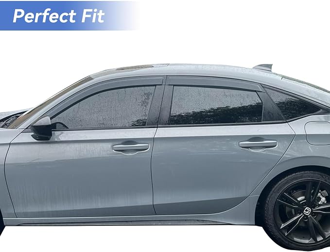 Window Visors Rain Guards for 2022 2023 2024 2025 2026 Honda Civic, Out-Channel Window Vent Wind Deflectors Visors Shades for 22 23 24 25 26 Civic, for Sedan ONLY