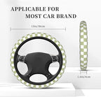Green White Checkered Car Steering Wheel Cover