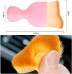 2PCS Car Interior Detailing Brush with Dust Cover, Auto Soft Hair Cleaning Brushes, Scratch Free Curved Dirt Collectors, for Vehicle Dashboard Air Conditioner Vents Leather Computer (Pink/2PCS)