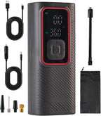 Air Compressor Tire Inflator Portable Air Pump for Car Tires with Tire Pressure Gauge (150 PSI) - One Click Smart Pump for Car, Motorcycle, Bicycle and Ball (Black&Red)