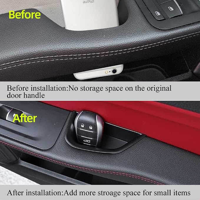 Front Row Door Side Storage Box Compatible with Alfa Romeo Giulia Sedan 2017-2023 Armrest Phone Container Door Organizer Handle Pocket ABS Tray Inserts Glove Pallet