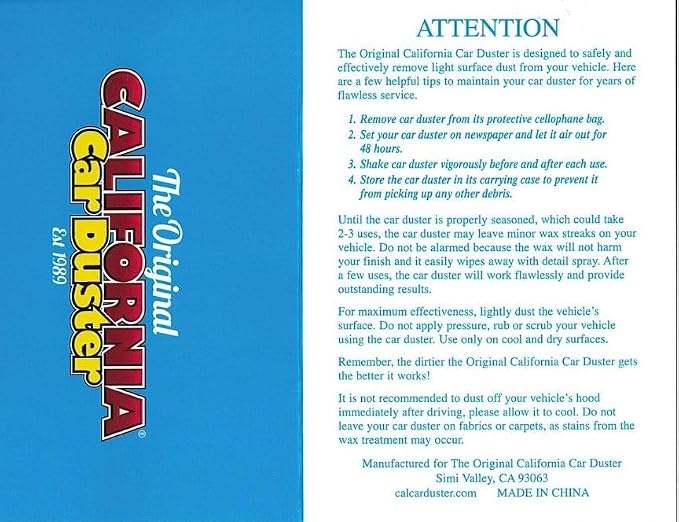 The Original California Car Duster Detailing Kit with Plastic Handle, Model Number: 62445, Red