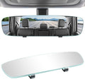 Rear View Mirror, Universal 12" (305mm) Wide-Angle Panoramic Convex Rearview Mirror with Clear Slim Frame, Strap-On Design Fits Original to Reduce Blind Spots for Cars SUVs Trucks