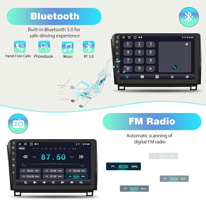 4Core [2+64GB] Car Radio for Toyota Tundra 2007-2013/Sequoia 2008-2018 | 10.1 Inch Touchscreen Android 13 Car Stereo Wireless CarPlay/Android Auto, GPS/WiFi/BT/FM, Support SWC