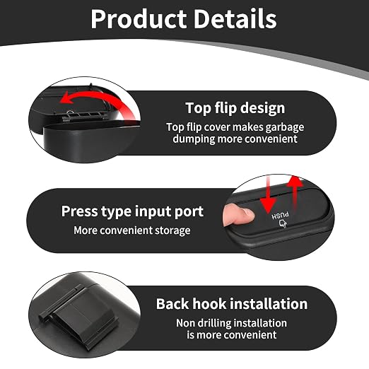 Car Trash Can with Lid, Leakproof Mini Garbage Bin for Car – Compact Design with Self-Closing Lid, Waterproof & Easy to Clean, Includes Trash Bags for Door Pocket, Cup Holder, or Office Desk (2)