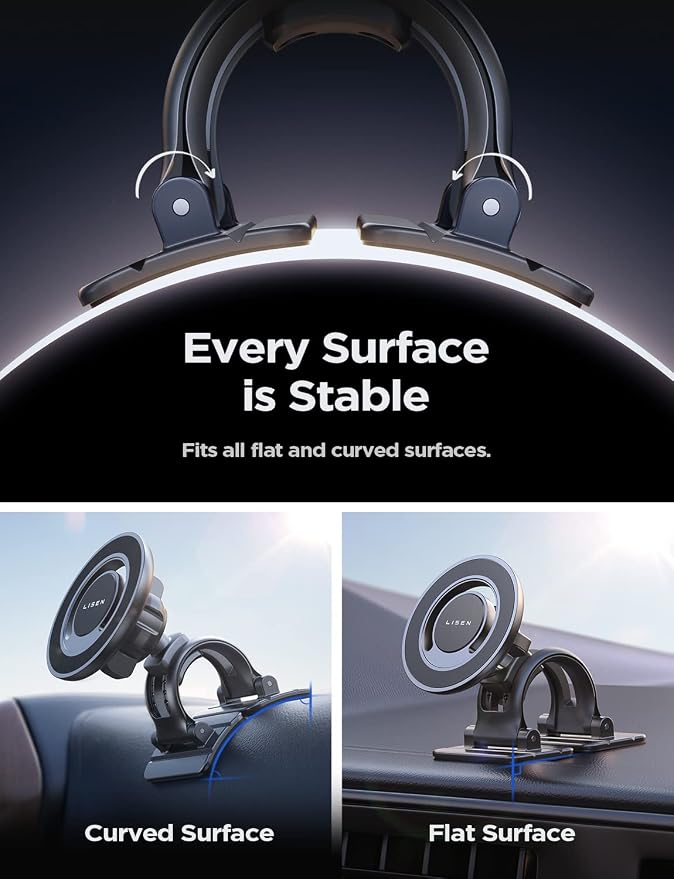 for MagSafe Car Mount [Strong Magnets] Magnetic Phone Holder for Car Hands Free Cell Phone Mount Cradle Vent & Dashboard Car Accessories for Women Men fit iPhone 17 16 15 14 13 12, Black | 2-in-1 Vent & Dashboard Car Phone Mount 22*N55 Strong Mag...