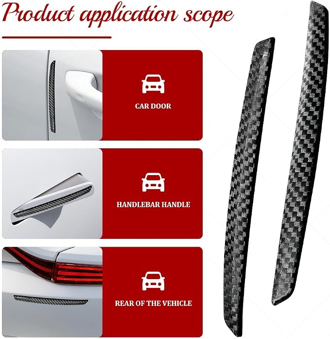 4PCS Car Door Anti-Collision Strip, Car Door Edge Guards, Anti-Scratch Auto Bumper Protector Trim, Auto Exterior Accessories Carbon Fiber Front and Rear Bumper Guard Sticker for Most Vehicles