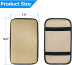 Car Armrest Storage Box Mat, Fiber Leather Car Center Console Cover, Car Armrest Seat Box Cover Accessories Interior Protection for Most Vehicle, SUV, Truck, Car (Beige)