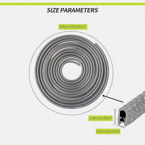 16.4FT(5M) Car Door Edge Guards, U-Shaped Rubber Trim Protectors, Aluminum Clips, No Glue, Gray