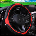 15 Inch Car Leather Steering Wheel Cover, Automotive Accessories Elastic Breathable Anti-Slip Soft Wheel Protector Fits Men and Women, Suitable for SUVs, Trucks, Vehicles and RVs (Red-1)