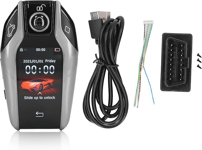 Key Cover LCD Universal Smart Fob,Keyless Entry and Remote Control Universal TK800+ LCD Touch Sn Smart Key Remote Keyless Entry for All Start Stop Engine Button Red(Silver)