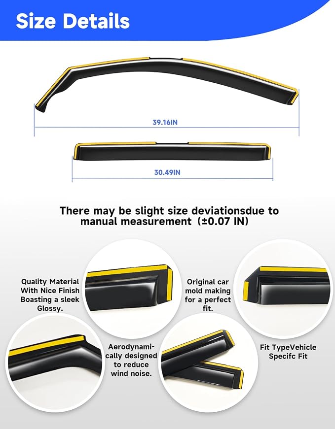 in-Channel Rain Guards Fit for Volkswagen Tiguan 2018-2024 Window Rain Guards Visors Vent Visors Window Deflector Vent Shades Car Accessories -4 pcs