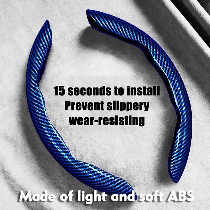 2pcs Car Steering Wheel Cover,Anti-Skid Carbon Fiber Steering Wheel Protector for Men Women,Multiple Color Options,Universal for Most Car Interiors Accessories (Bright Bule)