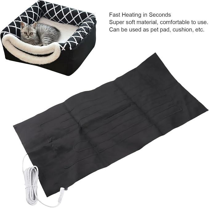 12V Heating Pad, Polyester Heat Cushion 60x30cm/23.6×11.8in Electric Heat Cushion 5521 Female Connector Back Heated Mat for Shoulder, Neck, Knee