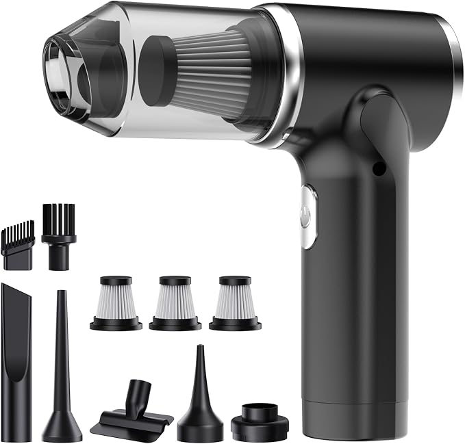 Handheld Vacuum Cordless 12000PA Real Strong Suction,Portable Small Car Vacuum Cleaner with 4 Modes & 4000mAh Rechargeable Battery,3 Filter,7-in-1 Cleaning Kit for Home Office Car Pet (Black)