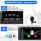 7 Inch Double Din Car Stereo for Wireless Carplay & Android Auto, Car Audio with 1024 * 600 HD Touch Screen ， Mirror Link, Bluetooth5.2,2USB/AUX/TF,AM/FM Radio