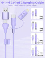 Purple USB-C and Lightning Cable 2-in-1, 3-FT iPhone 17 16 15 Car Charger Cord, 60W Fast Charging Cable for iPhone, Samsung Galaxy Supports Apple CarPlay & Android Auto