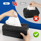 Car Tissue Holder - Standard Pu Leather Napkin Holder for Backseat, Extra Large Organization Fits 120-230 Tissues Per Box, 9.84'' X 4.72'' X 5.91'', Black