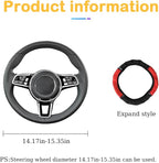Bling Car Steering Wheel Cover, 15 Inch Rhinestones Soft Leather Elastic Steering Wheel Protector, Sparkly Crystal Diamond for Women Girls, Car Interior Accessories for Most Cars (Red)