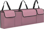 Car Trunk Organizer, Waterproof Backseat Hanging Large Storage with Adjustable Straps, Collapsible Cargo Bag with 4 Pockets, Sturdy Space Saver Frees Trunk Floor for SUV, Truck, MPV (Pink)