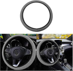 Elastic Stretch Steering Wheel Cover, Universal 15 Inch Car Steering Wheel Cover, Microfiber Breathable Ice Silk, Anti-Slip, Odorless, Easy Carry, Warm in Winter and Cool in Summer (Gray)